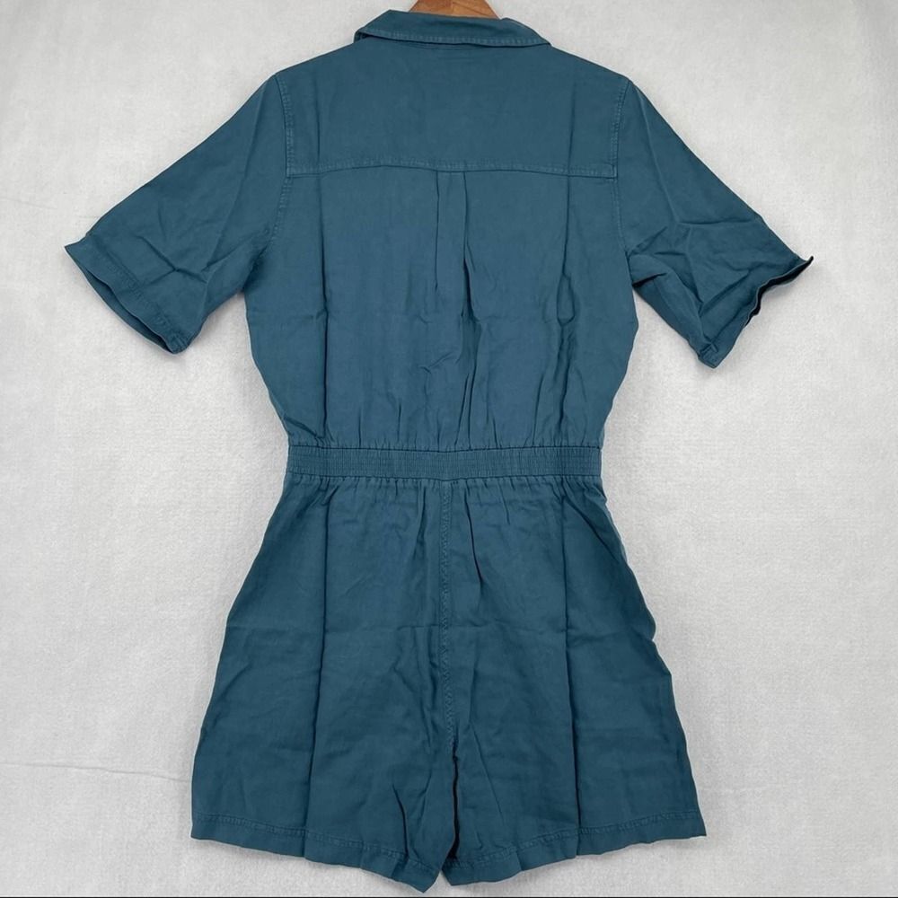 Faherty Teal Button-Up Romper - image 2